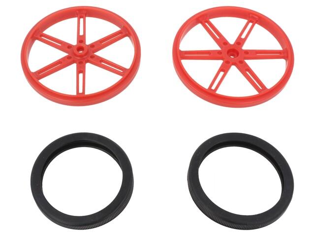 POLOLU WHEEL(25T, 5.8MM) - 90×10MM, RED wheel red axle: knitted piece ...