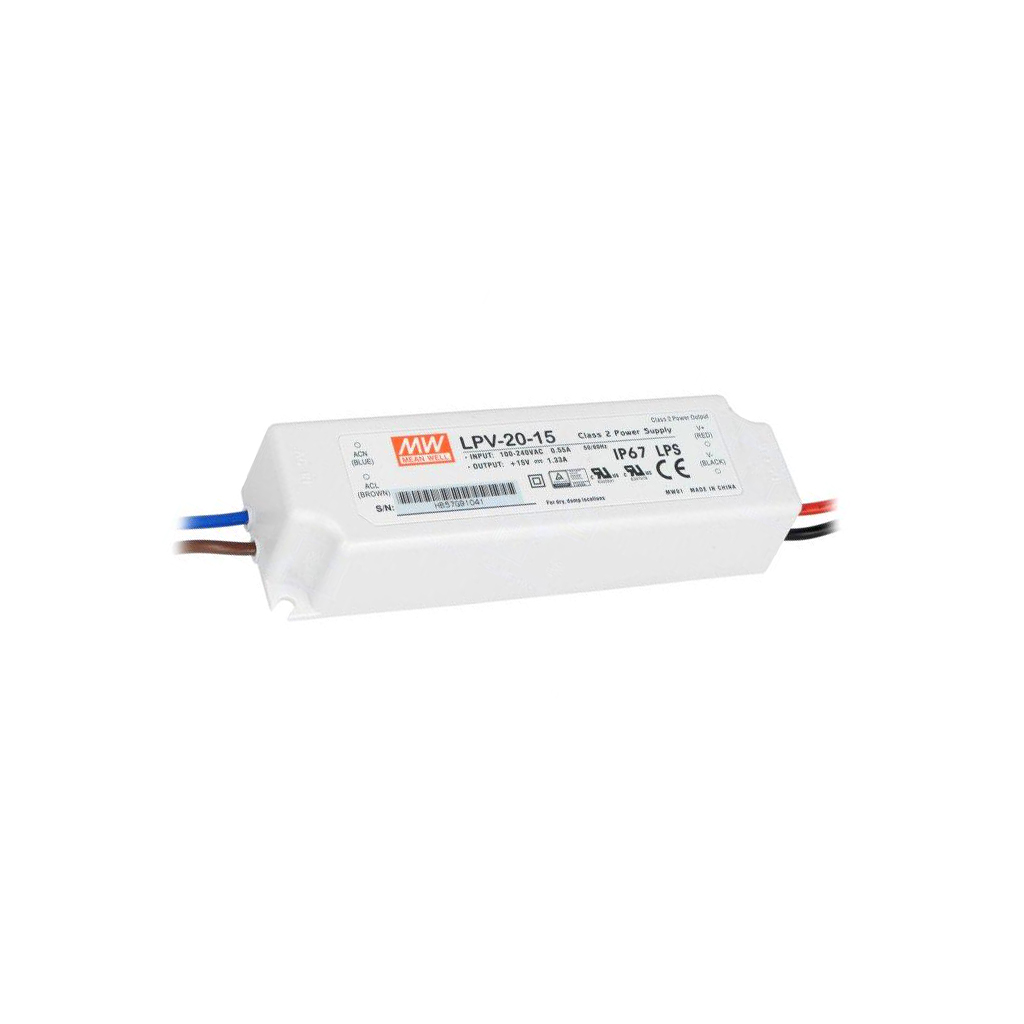 LPV-20-15 Netzteil: Impuls LED 20W 15VDC 1,33A 90-264VAC 127-370VDC MEAN WELL - Bild 1 von 1